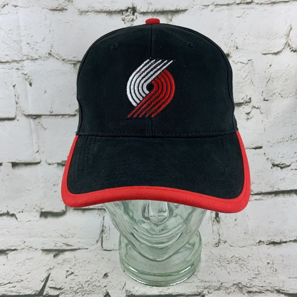 Portland Trailblazers Ball Cap Hat‎ Black Red Strap Back